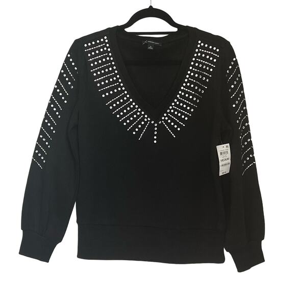 INC International Concepts Women's Sweater Size Medium V-Neck Bling Stretch NEW - Picture 1 of 13